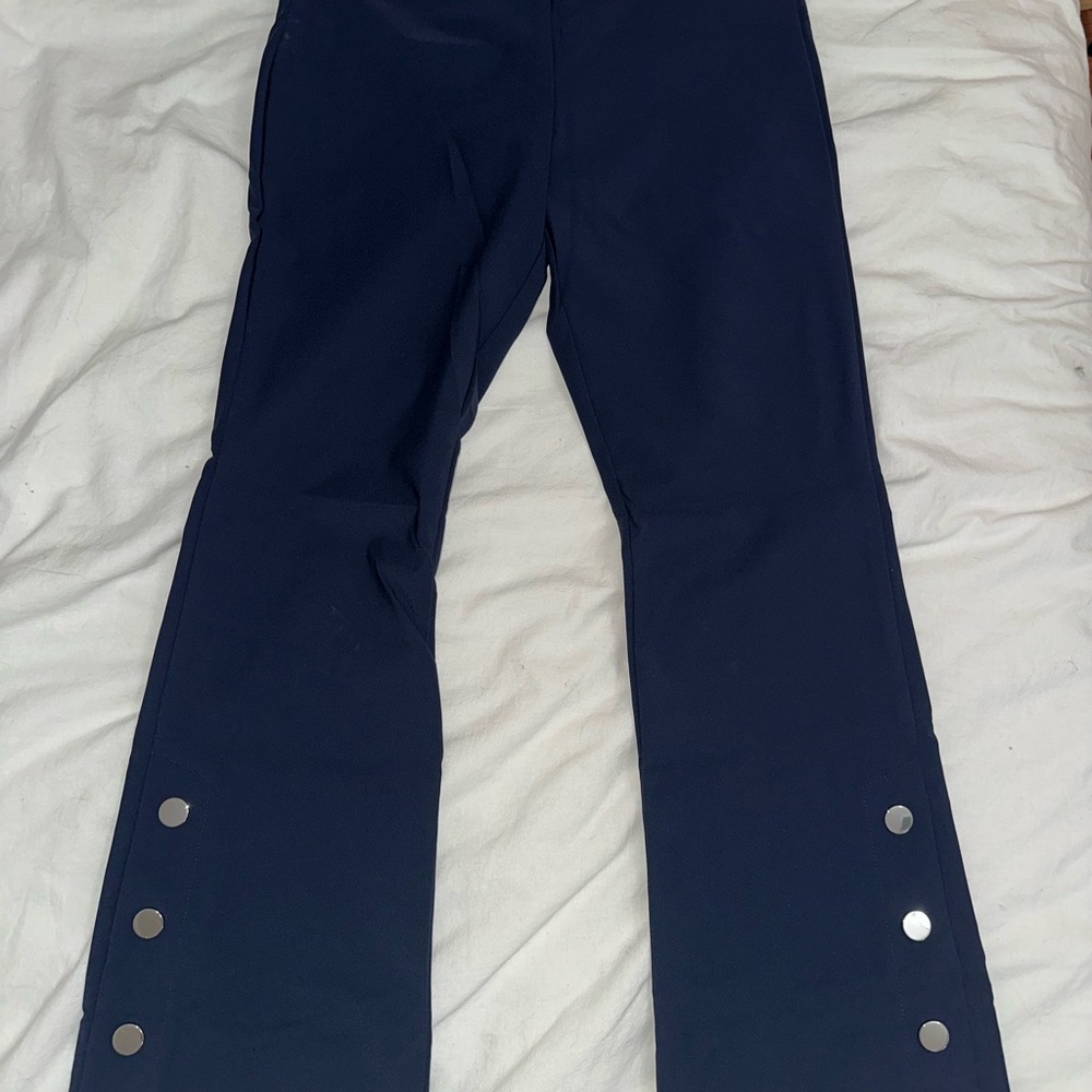 INC International Concepts Women’s Dark Blue Pants with Silver Button Details